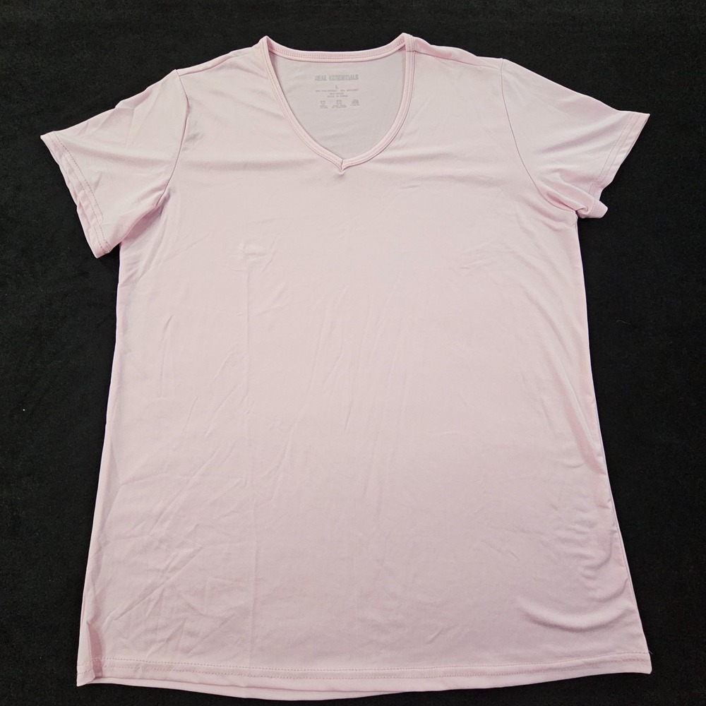Reel Essentials Pink Short Sleeve V-Neck Performance T-Shirt Women's L